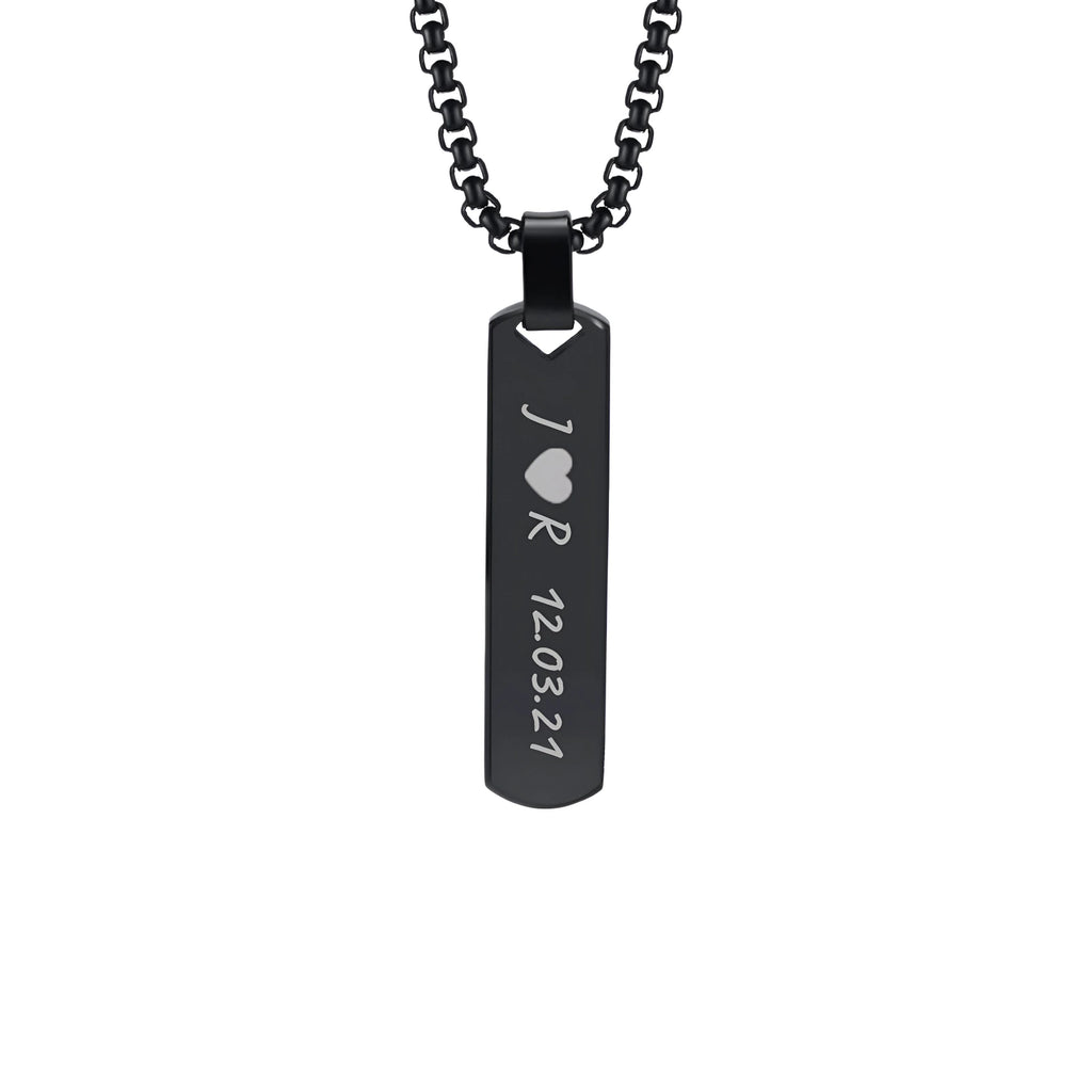Collar hombre barra negra grabado láser