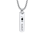 Collar hombre barra plateada grabado láser - Texto