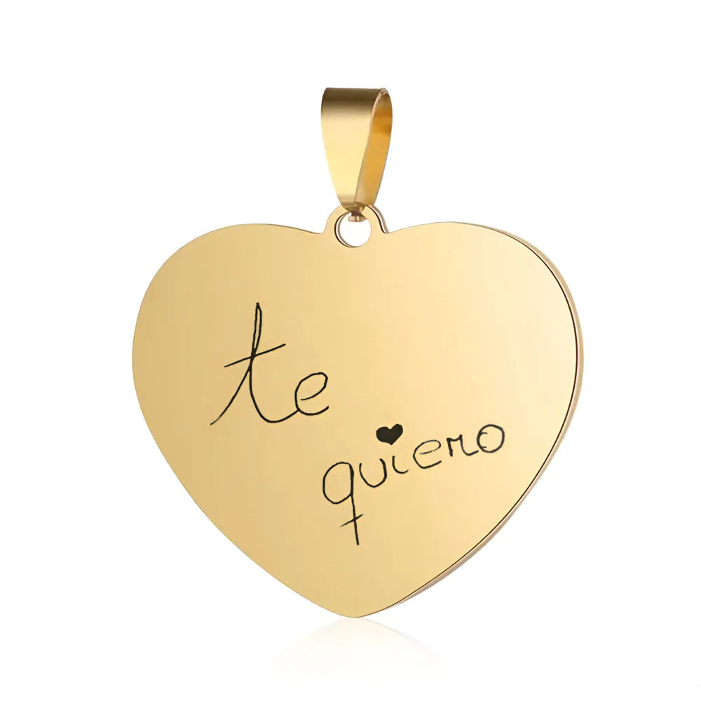 Collar corazon dorado grabado laser - Manuscrito