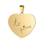 Collar corazon dorado grabado laser - Manuscrito