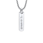 Collar hombre barra plateada grabado láser - Manuscrito