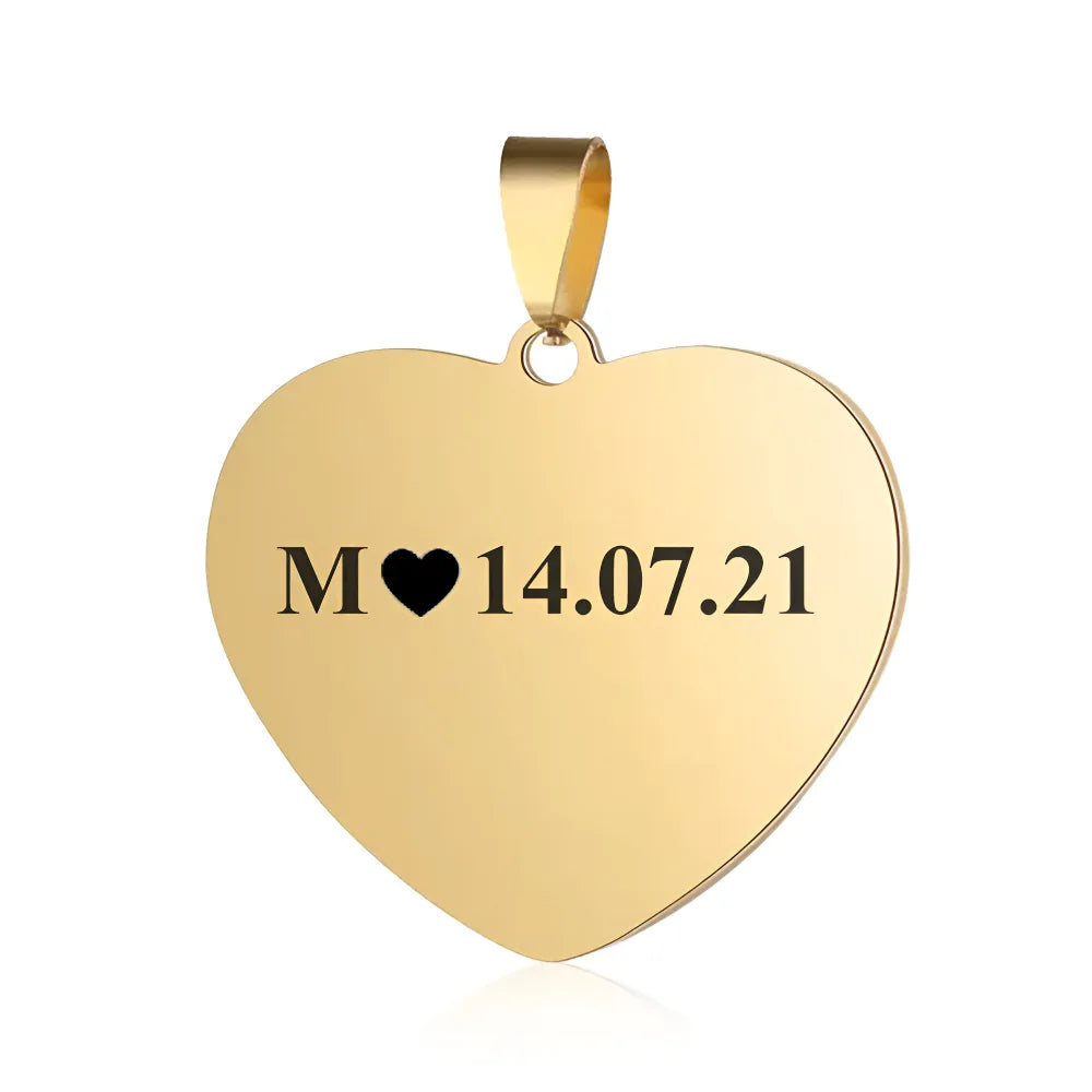 Collar corazon dorado grabado laser - Texto
