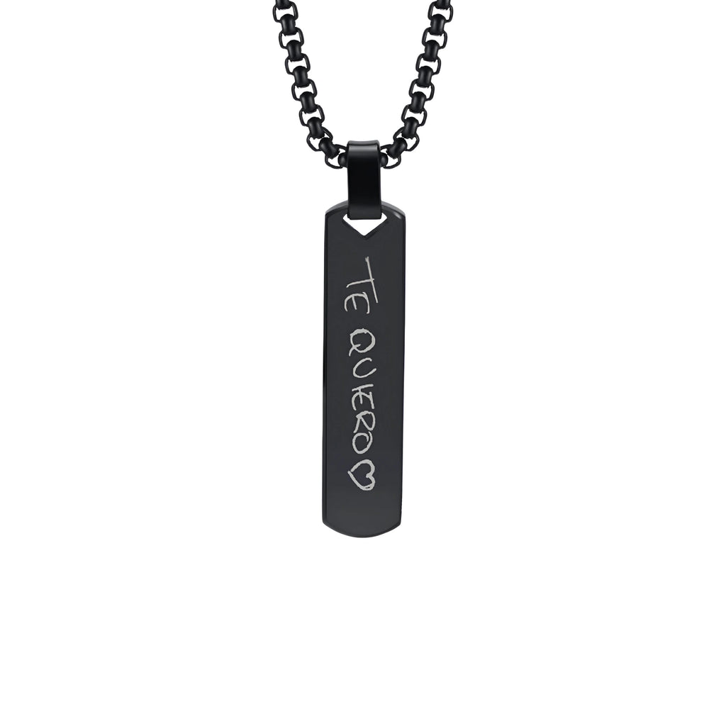 Collar hombre barra negra grabado láser - Manuscrito