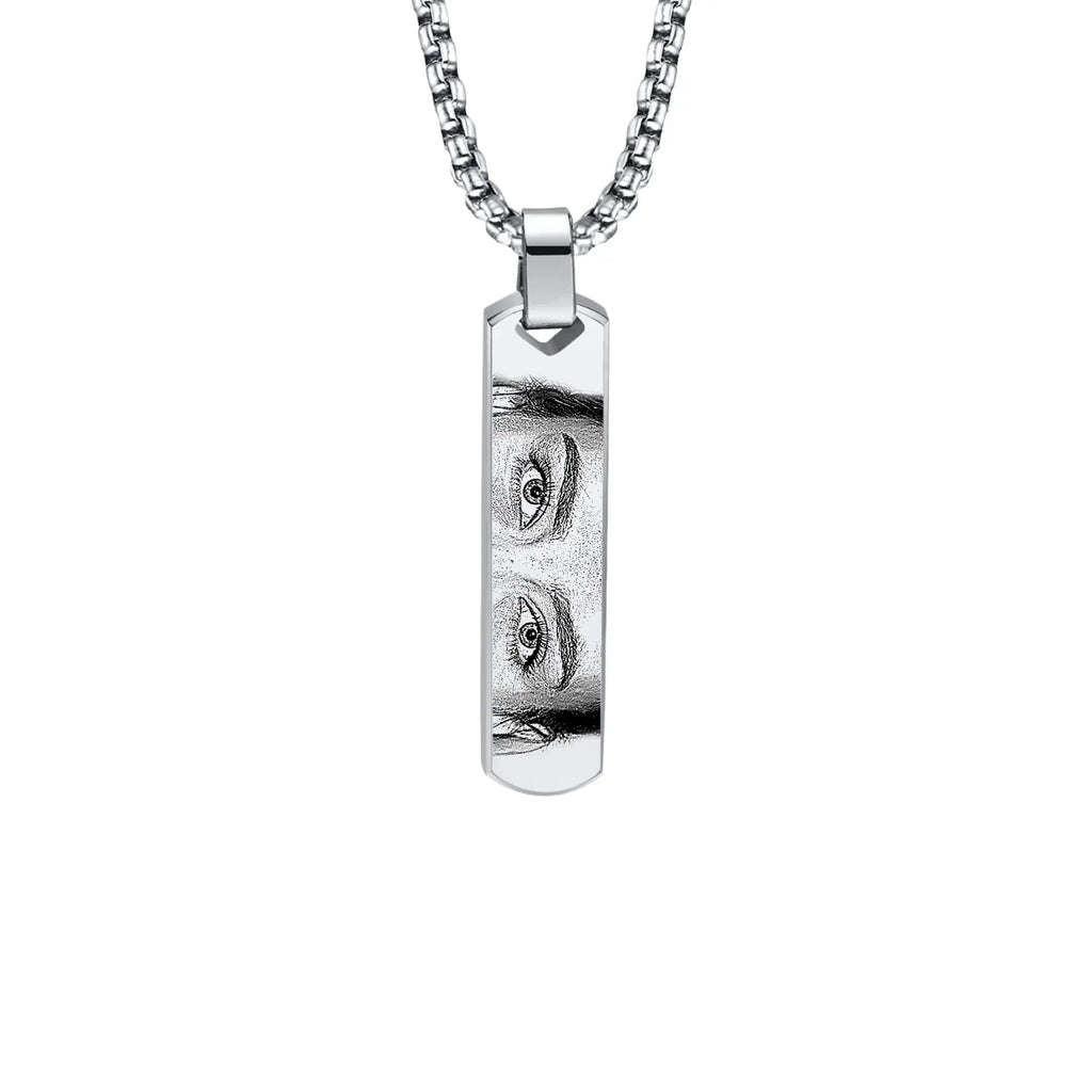 Collar hombre personalizado barra plateada - Mirada