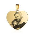 Collar corazon dorado grabado laser - Imagen