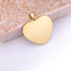 Colar com coração dourado gravado a laser - Texto