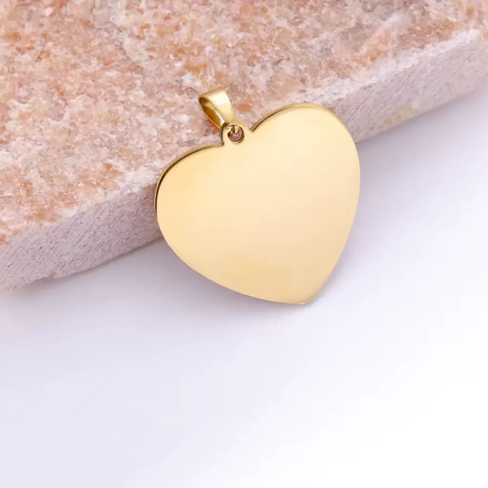 Collar corazon dorado grabado laser - Texto