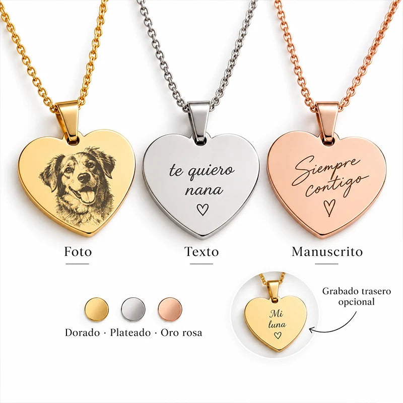 Collar Corazón Personalizado de Acero Inoxidable