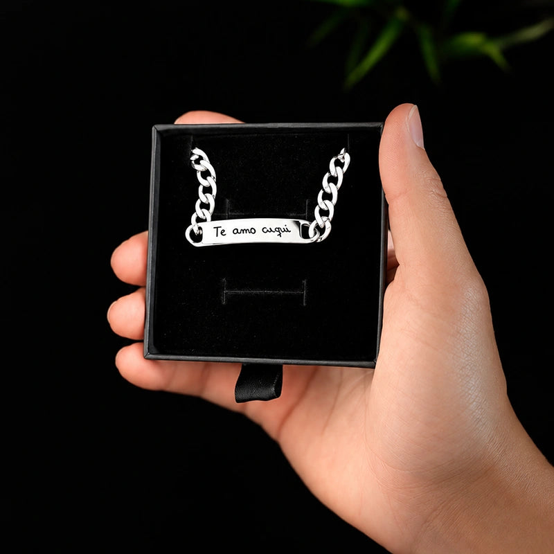 Pulsera Esclava Cadena Cubana Personalizada de Acero Inoxidable