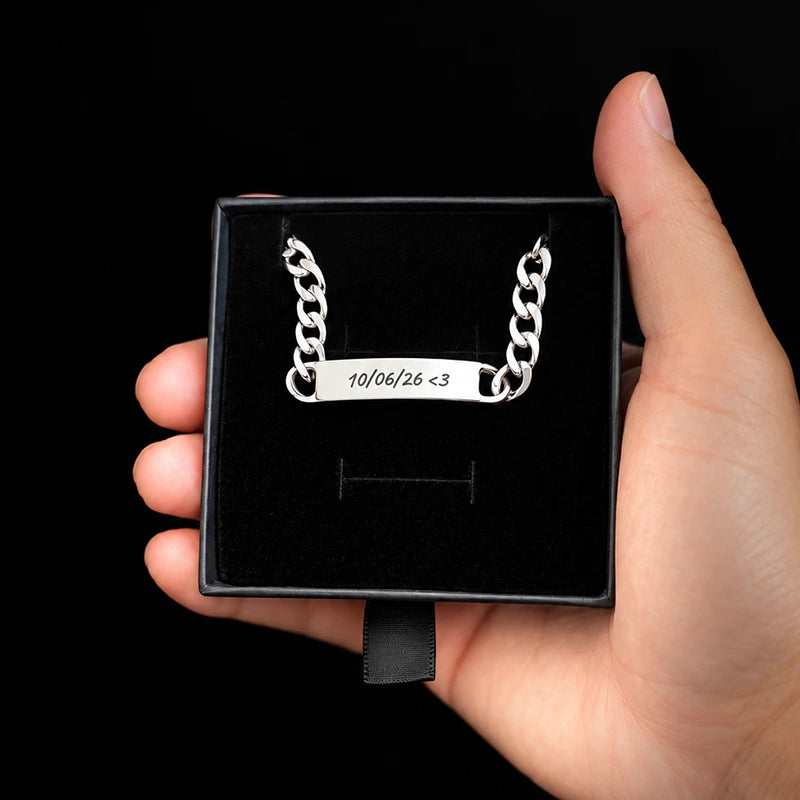 Pulsera Esclava Cadena Cubana Personalizada de Acero Inoxidable