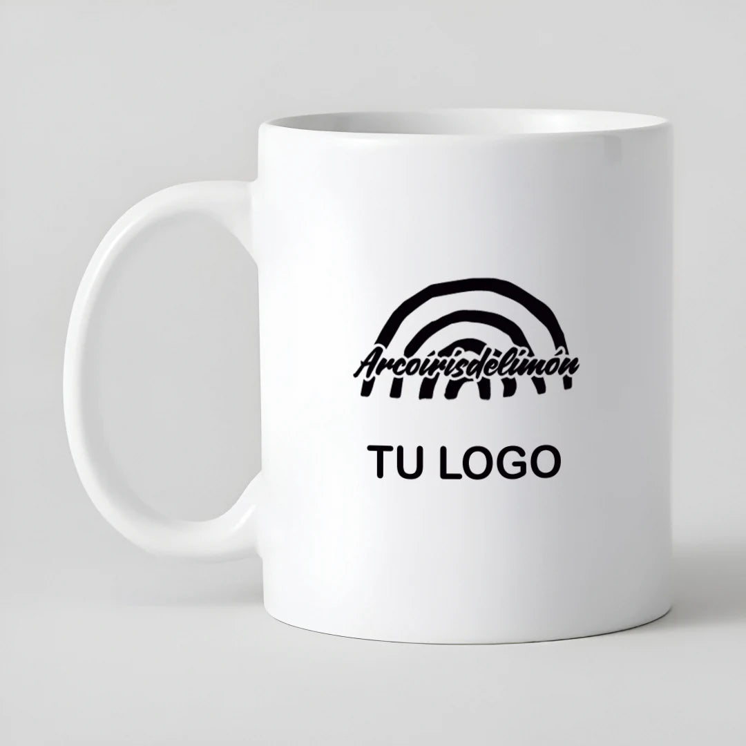 Taza promocional blanca con logotipo personalizado de empresa